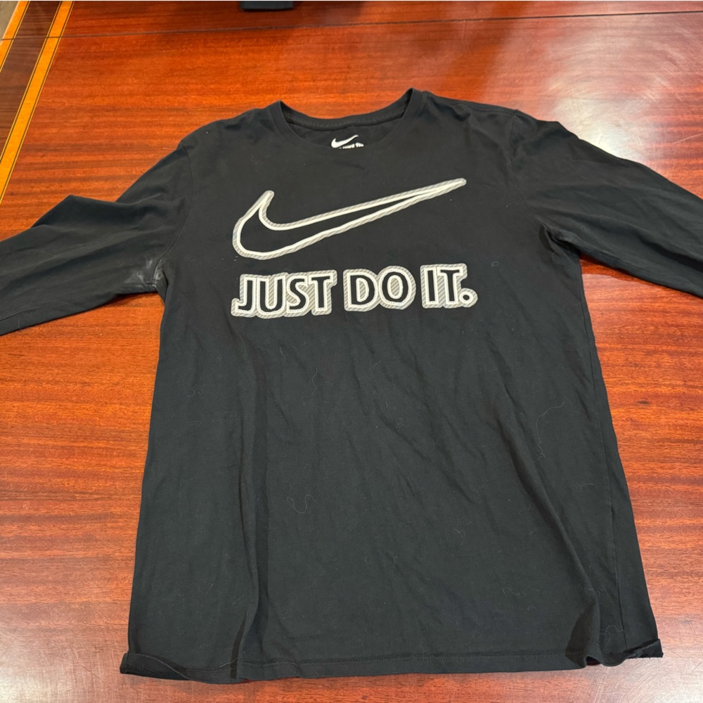 Nike Black Long Sleeve Tee with Swoosh and Slogan